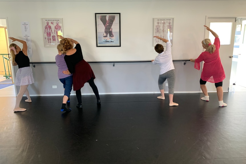 Seniors learning ballet at Robina dance studio