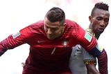 Ronaldo tries a shot against Ghana