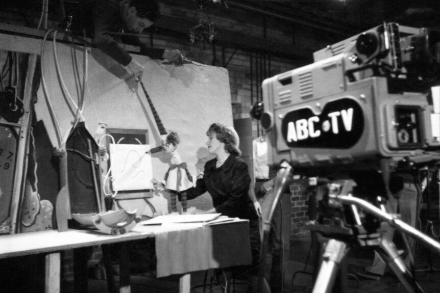 abc tv camera recording an episode of Mr Squiggle 