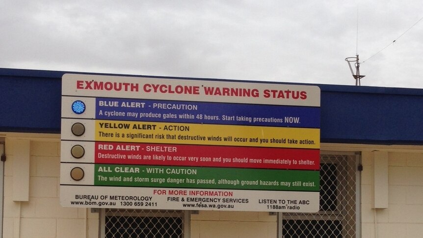 Exmouth cyclone warning sign