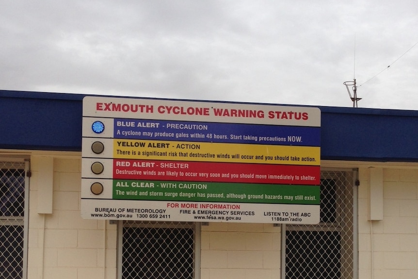 Exmouth cyclone warning sign
