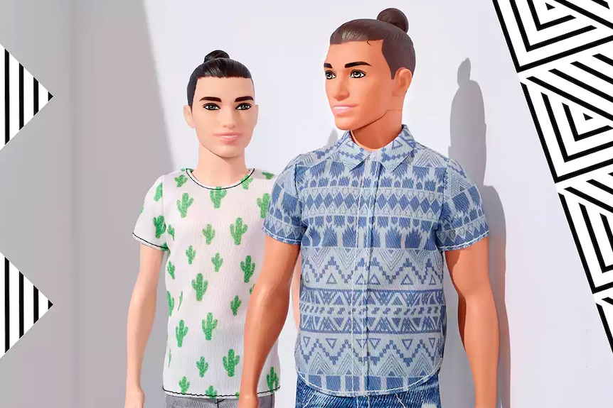 The new ken dolls have modern hairstyles and broader frames.