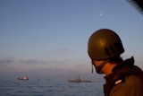 Israeli Navy soldiers stand guard on a missile ship, May 31 (Getty Images: Uriel Sinai)