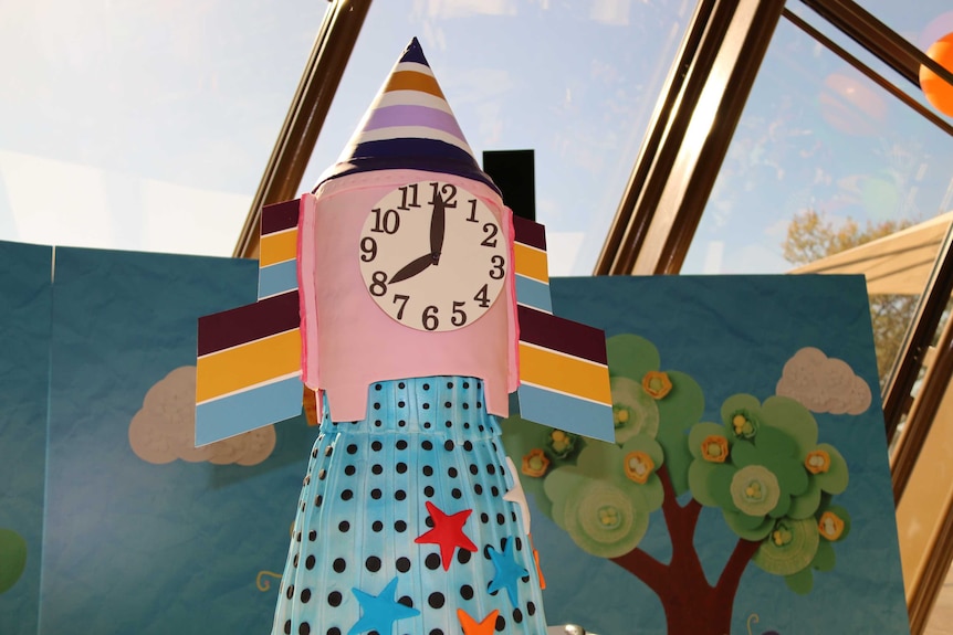 A Rocket Clock cake to celebrate Play School's 50th birthday.