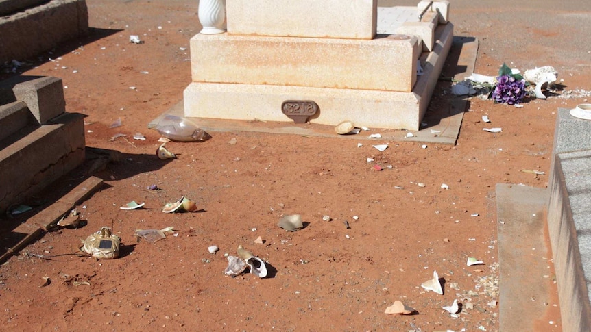 Damage to gravesites at Kalgoorlie Cemetery.