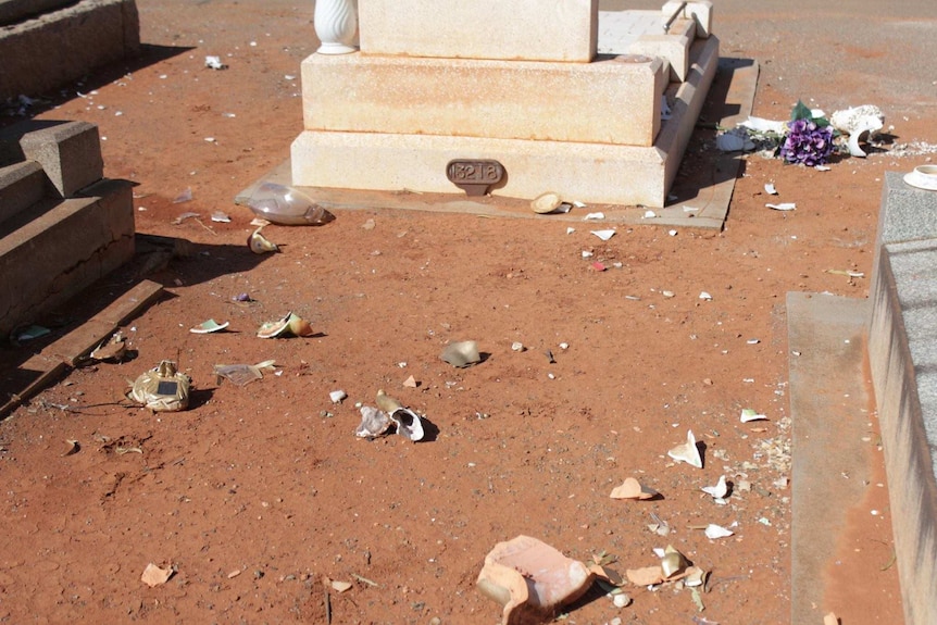 Damage to gravesites at Kalgoorlie Cemetery.