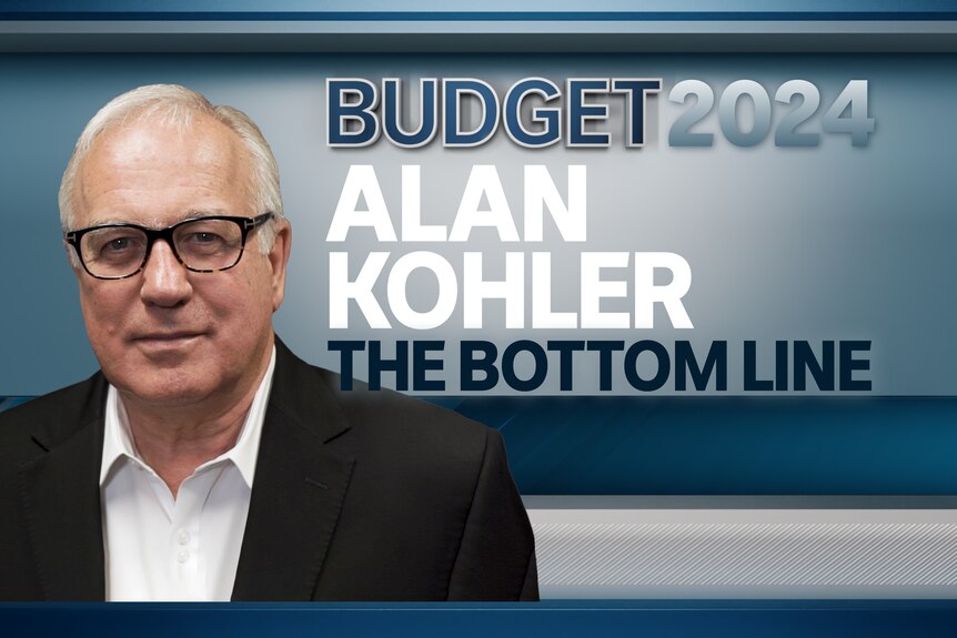 Budget 2024, Alan Kohler, Bottom Line: A man with glasses looks at the camera with a neutral expression.