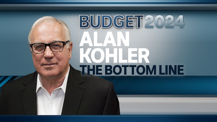 Budget 2024, Alan Kohler, Bottom Line: A man with glasses looks at the camera with a neutral expression.