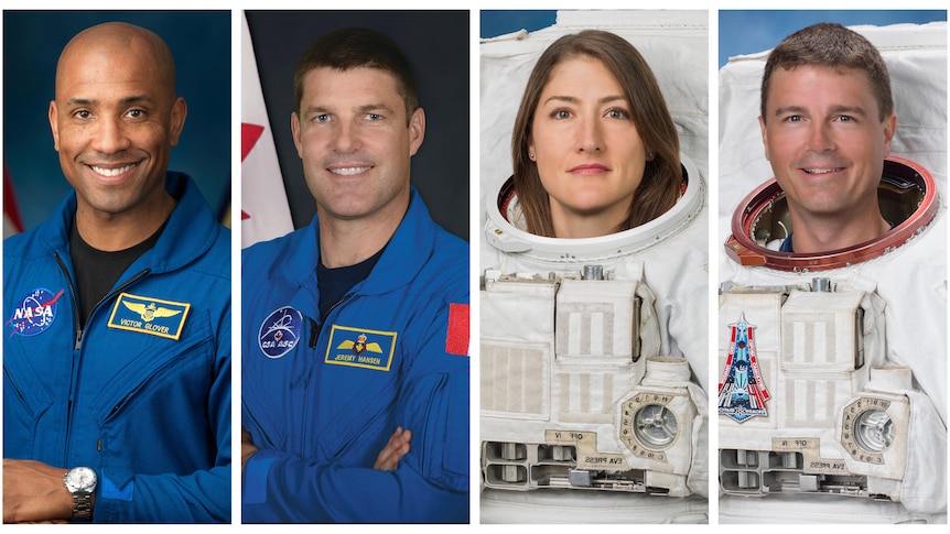 Headshots of the four astronauts.
