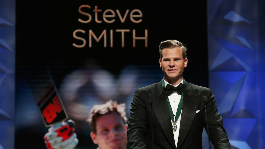 Cricket player Steve Smith wins the 2018 Allan Border Medal award at a ceremony in Melbourne.