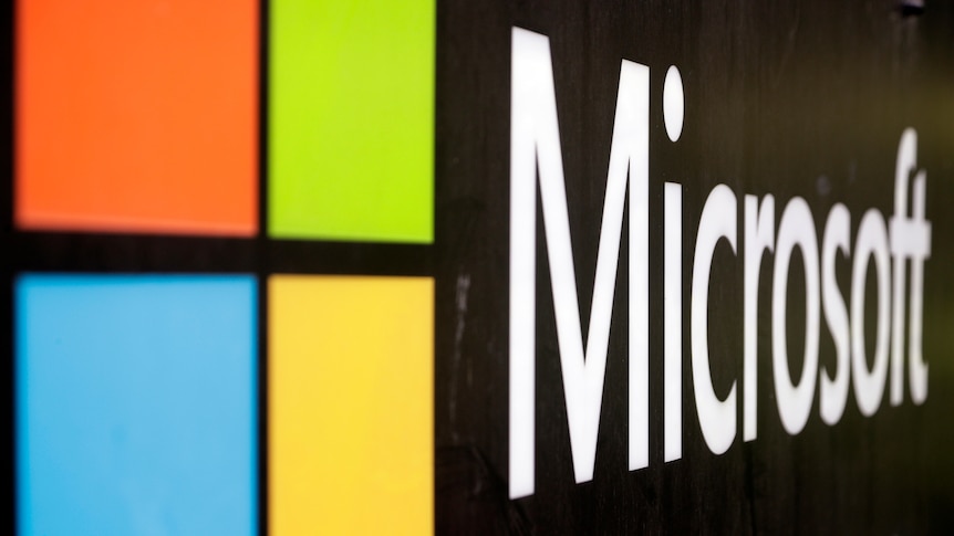 a close up of the microsoft logo, a window coloured red, green, blue, yellow 