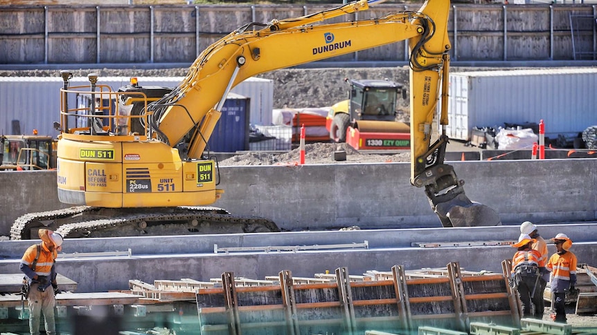 A digging machine at a construction site.