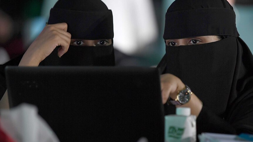 Saudi women attend a hackathon in Jeddah on July 31, 2018