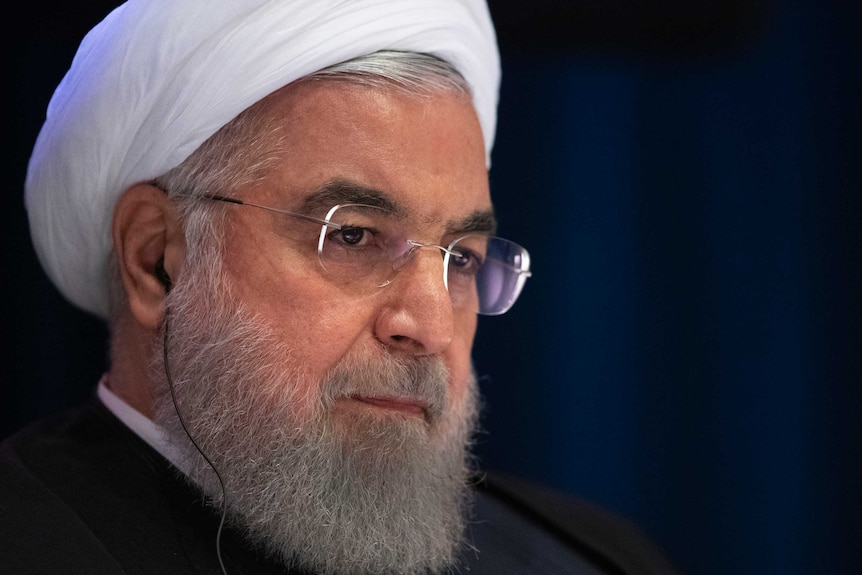 Side profile image of Iran's President Hassan Rouhani