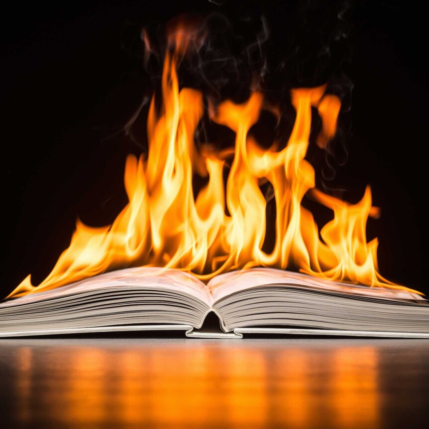 Image of a book on fire