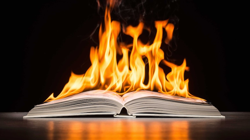 Image of a book on fire