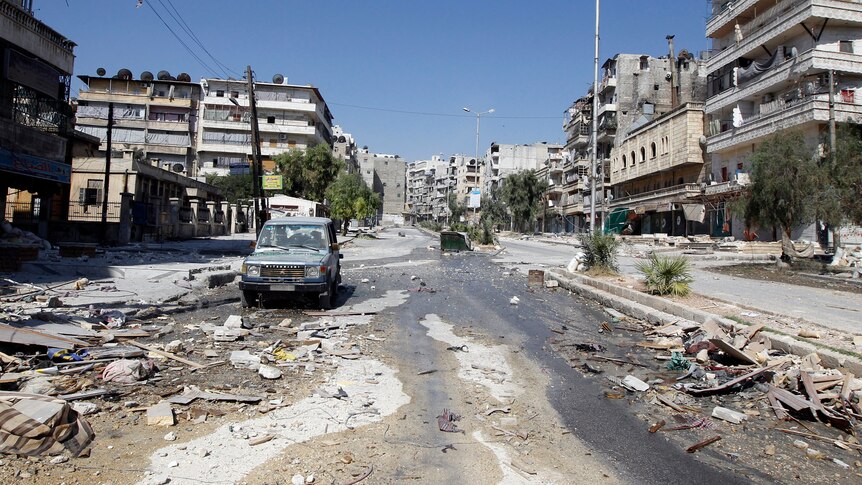 An empty street is pictured in Salah al- Din neighbourhood