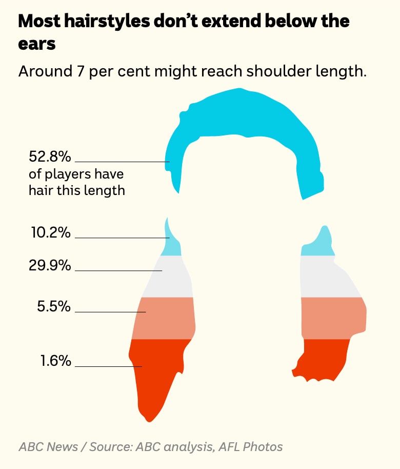 A mullet-shaped chart shows more than 50% of players have short hair, 7% have shoulder length hair.