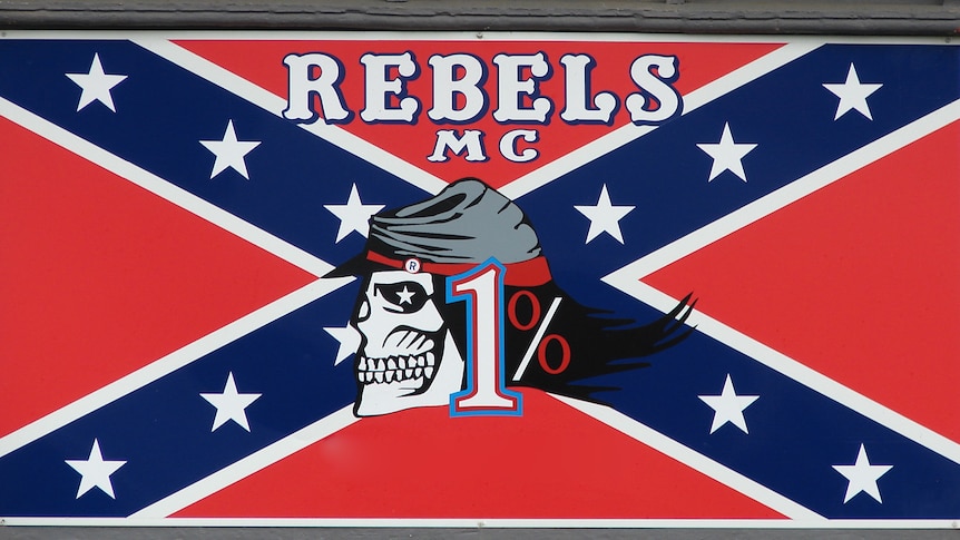 Logo of the Rebels Motorcycle Gang in Tasmania