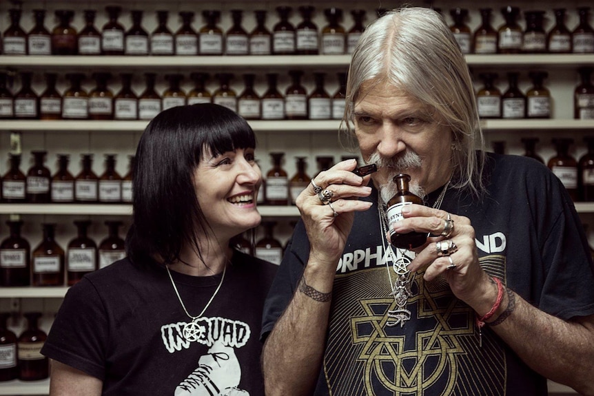 Gabbi Ivers and Jonathon Midgely in their perfumery in Brisbane.