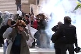 Demonstrators have clashed with police outside parliament in Greece, over the government's new plan
