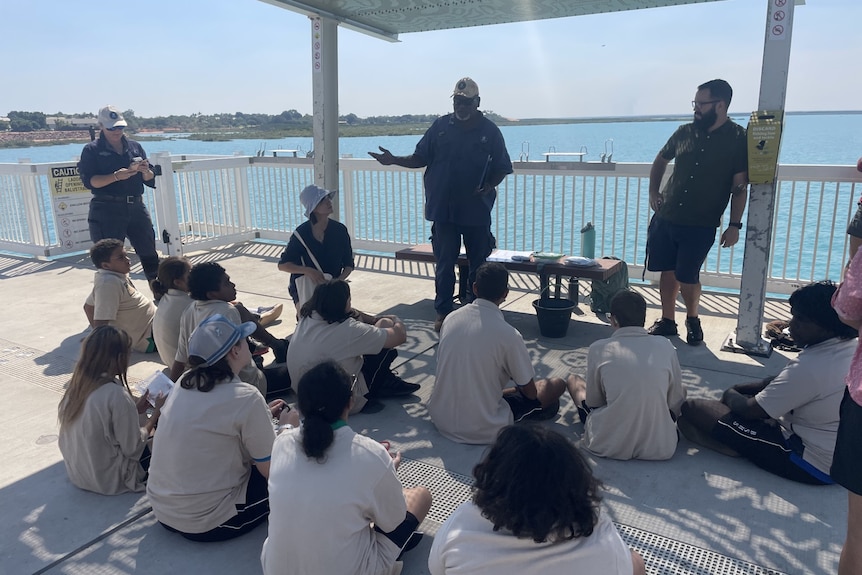 DBCA staff educating cadets in Roebuck Bay. 