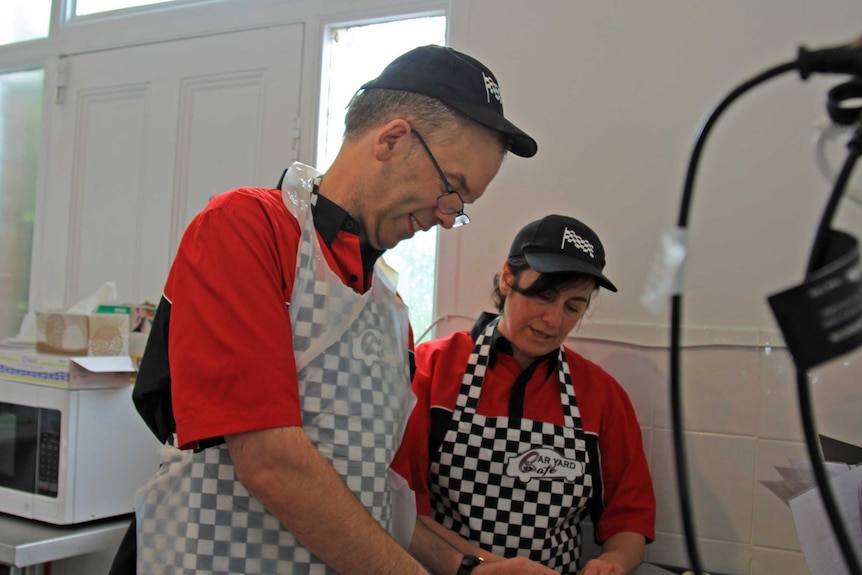 Laurie making sausage rolls with Sia