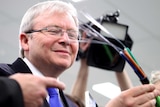 Kevin Rudd visits a broadband cable company