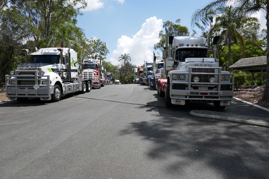 Trucks line-up for Owen Ringrose's funeral