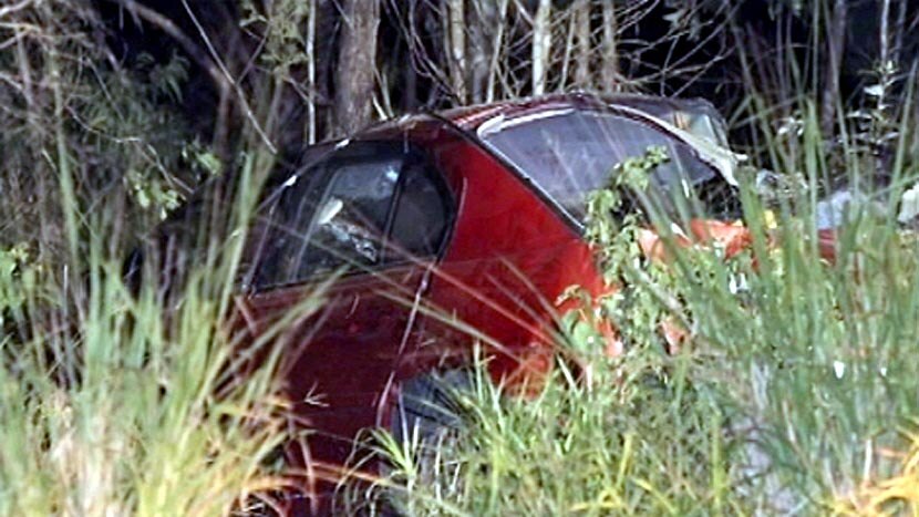 Wreck of a car in which a 13 year old girl died.