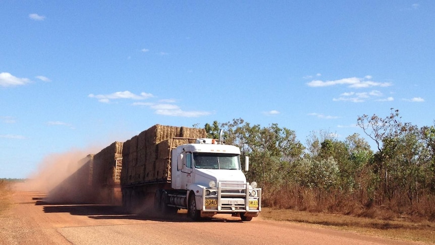Trucking hay out of the Douglas Daly