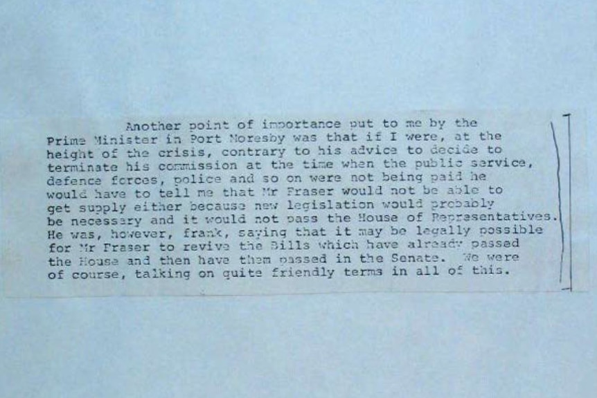 Extract of a letter from Sir John Kerr dated 20 September, 1975