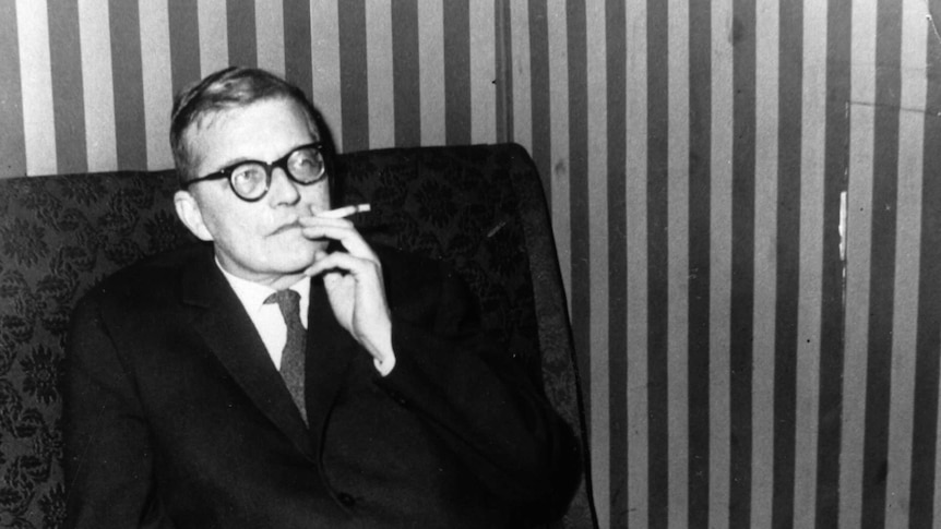 Russian composer Dmitri Shostakovich in 1963 during a break in rehearsals for the western premiere of his opera 'Katerina Ismailova' at the Royal Opera House, Covent Garden, London.