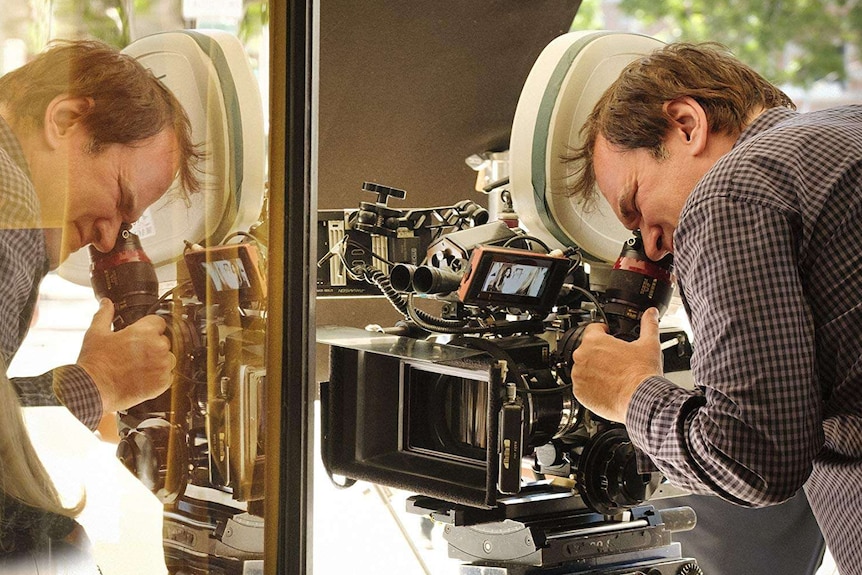 Quentin Tarantino on set of Once Upon A Time In Hollywood.