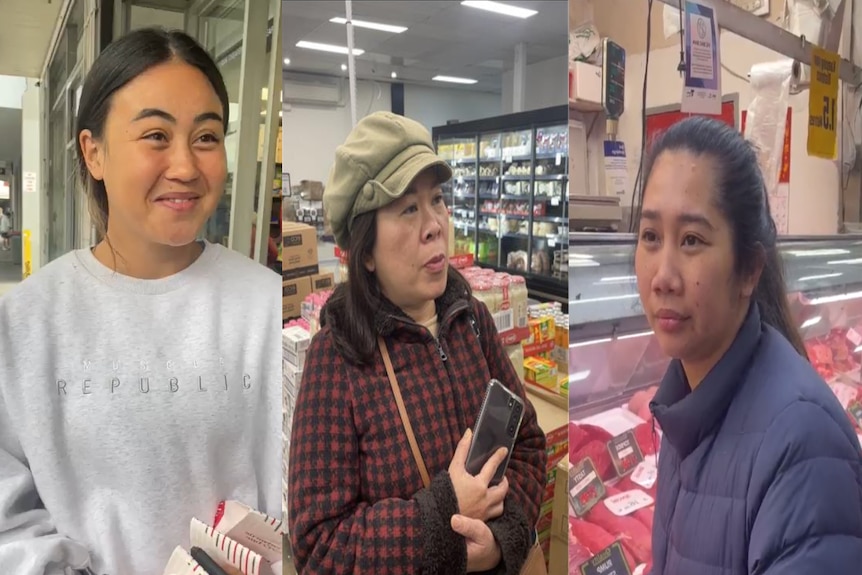 A three way shot of Megan (left) Jin (middle) and Josephine (right) while shopping in Footscray. 