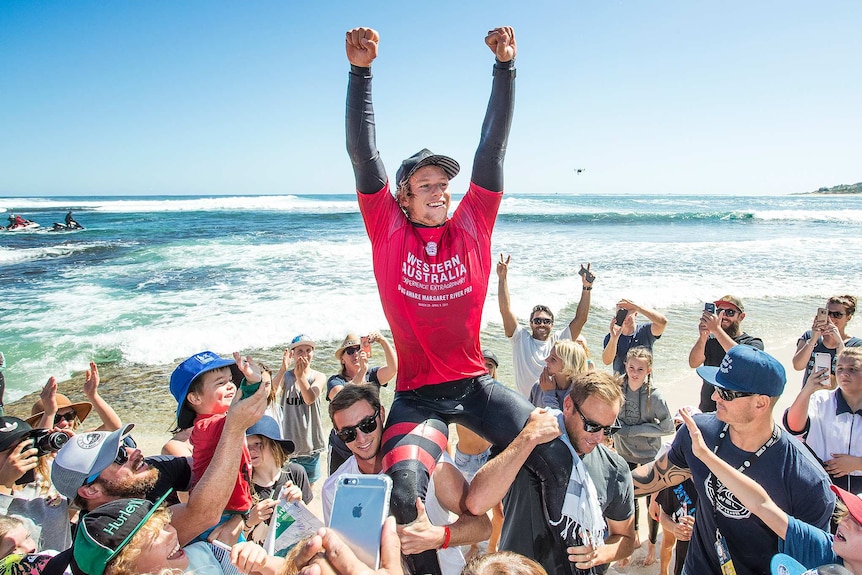 John John Florence after winning the World Surf League Margaret River Pro