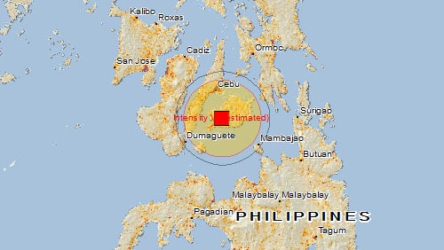 GDACS map of Philippines quake