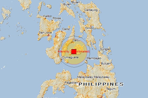GDACS map of Philippines quake