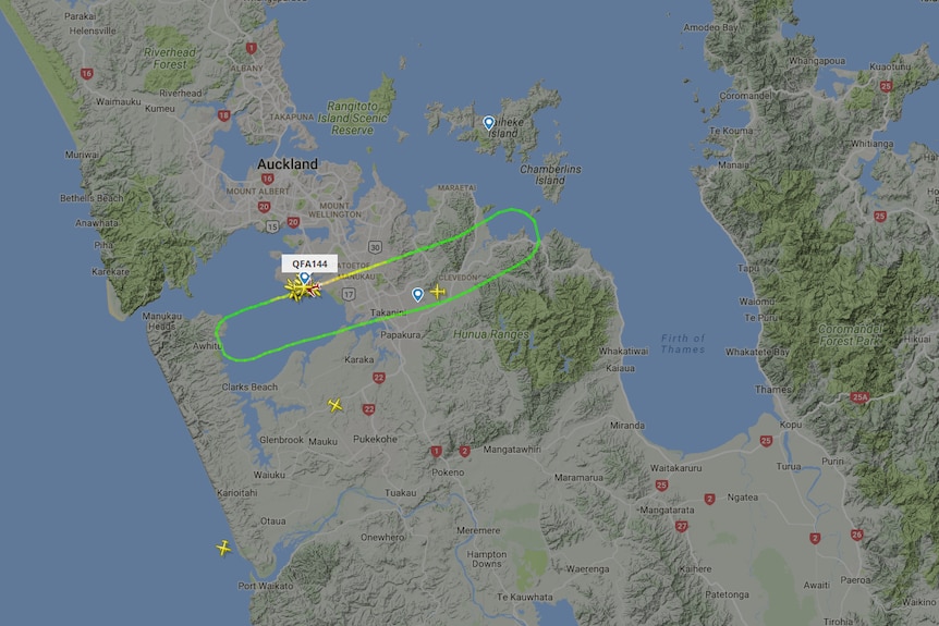 A map showing the flight path of QF144.