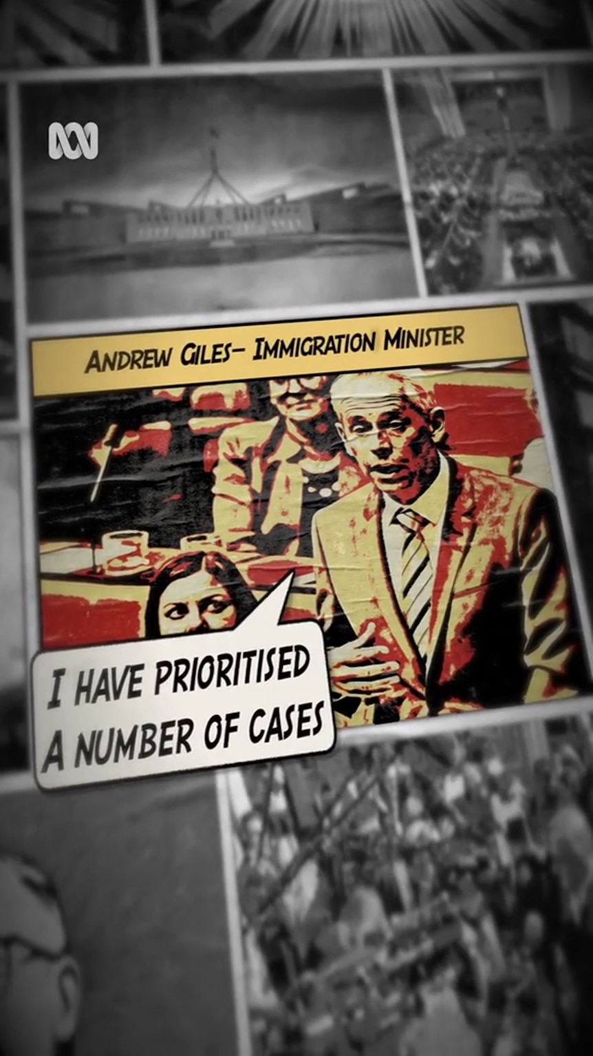Image in comic book style shows man in suit saying, "I have prioritised a number of cases"