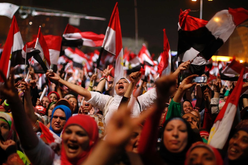 Anti-Morsi protesters in Tahrir Square in Cairo on July 3, 2013.