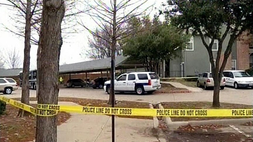 Police at the scene of a shooting in the US state of Texas.