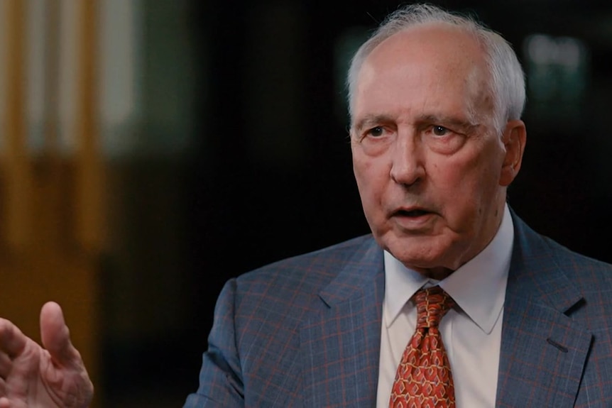 Paul Keating speaking to an interviewer.