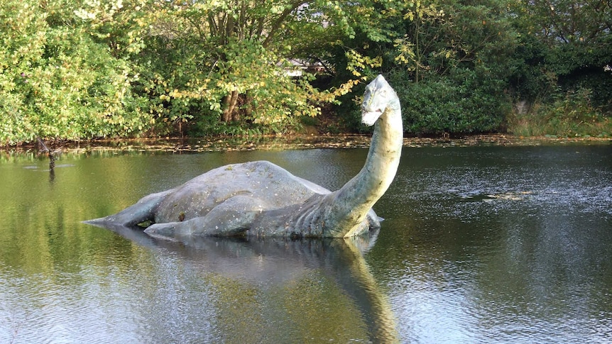 A monument to "Nessie"' at a visitor centre near Loch Ness.