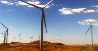 Wind turbines in a wind farm in South Australia