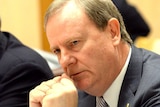 Future Fund chairman Peter Costello speaks during the Senate finance estimates hearing at Parliament House in Canberra