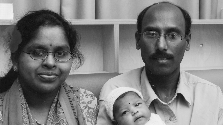 Dishita Madamshetty with her parents