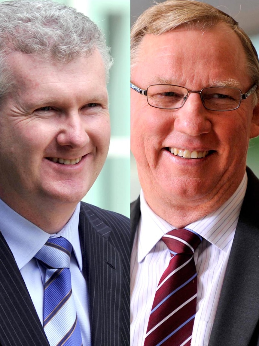 Tony Burke (left) says the suggestion by Jeff Seeney that federal approval will hold up the project is 'ridiculous'.