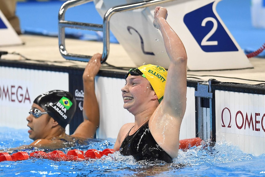 Golden performance ... Maddison Elliott celebrates her victory in Rio