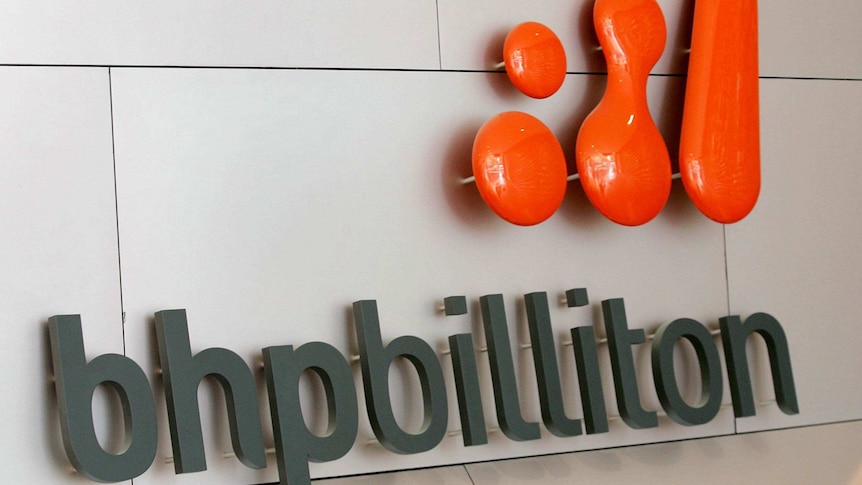 The BHP Billiton logo at the company's Melbourne headquarters
